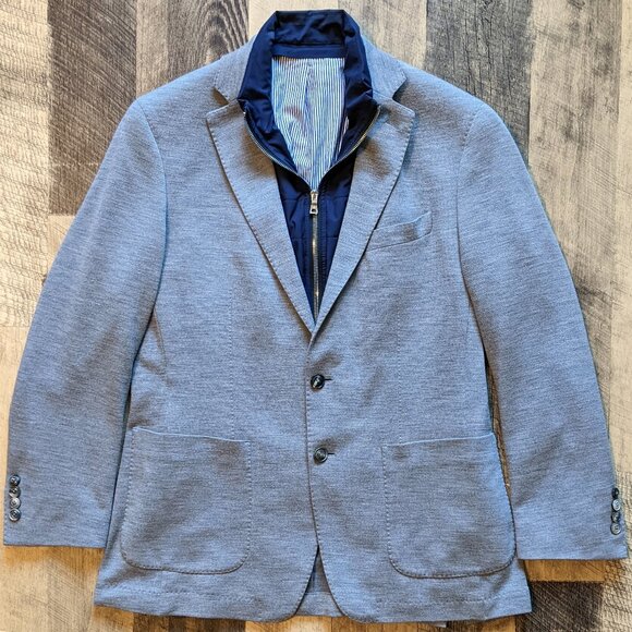 Peter Millar Collection Blazer Gray Wool Jacket 40R w/ Detachable Dickey - Picture 1 of 10